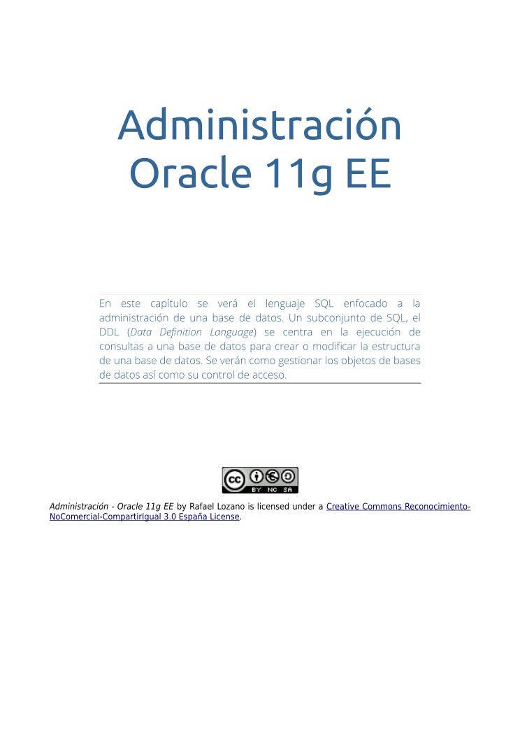 Imágen de pdf Administración Oracle 11g EE